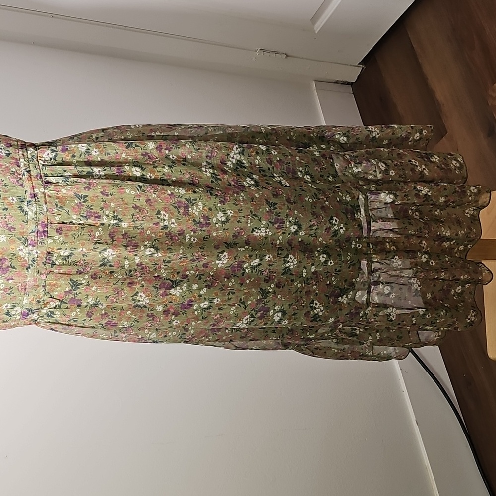 Frock, Flowing, Delicate Floral Green Dress. Size Meduim‎ By PINCH. - Picture 7 of 7